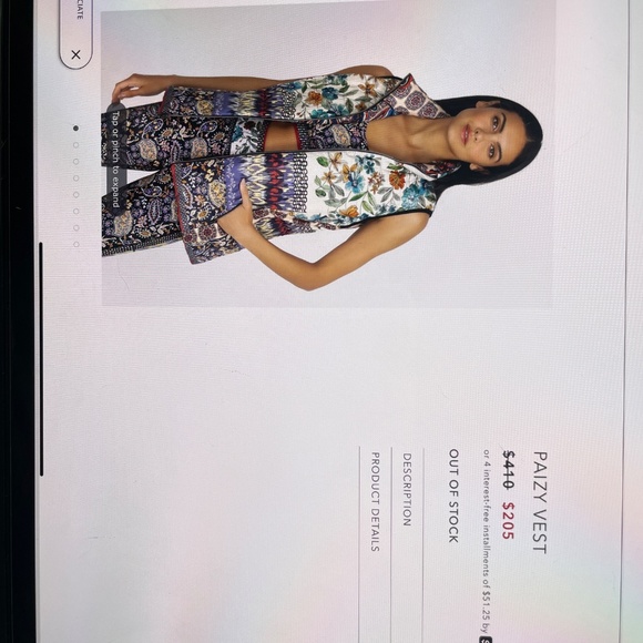 Johnny Was Paisley Vest reversible - Picture 4 of 4